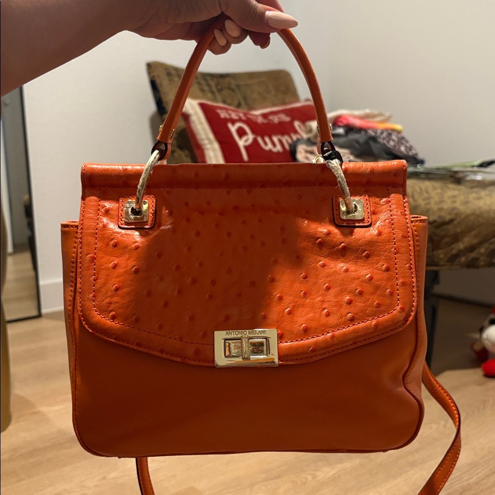 Antonio Melani Burnt Orange Leather Shoulder Bag